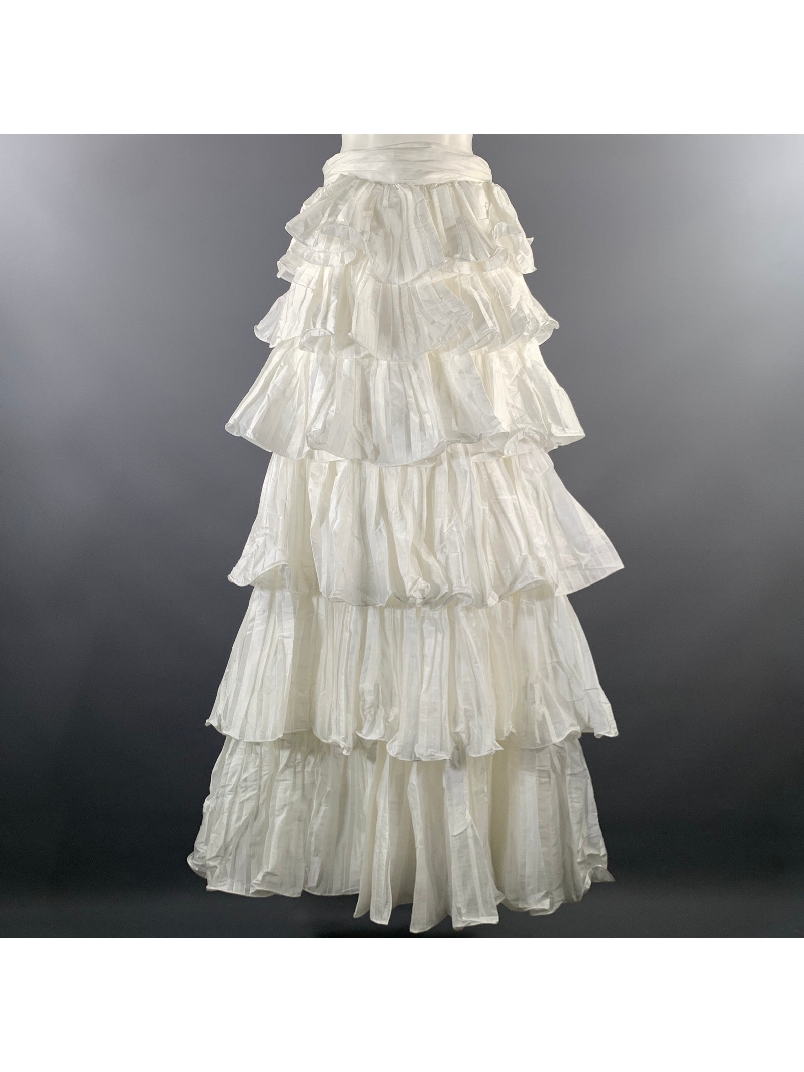Portia & Scarlett Size M White Polyester Spandex Ruffled Maxi Skirt
